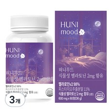 허니무드 식물성 멜라토닌 2mg, 3개, 60정