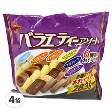 BOURBON 北日本 6種類綜合餅乾, 牛奶軟餅乾 6包 + 阿爾夫特 6包 + 白奶油風味 6包 + 可可奶油風味 8包 + 巧克力風味 6包 + 咖啡風味 6包, 4袋