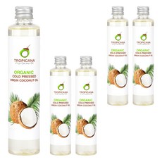 TROPICANA 유기농 압착 버진 코코넛 페이스 바디오일, 100ml, 5개