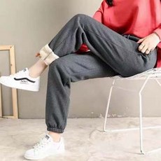 Goodif 女性刷毛寬鬆版型運動褲 素色