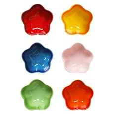 法式皇家花朵造型醬料碟6件組, 1套, 紅/藍/橙/黃/綠/粉