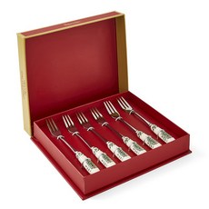 스포드 포트메리온 크리스마스트리 디저트 포크, 혼합색상, 6개