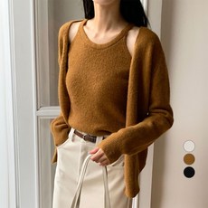 afinar 女款開襟衫 + 繞頸馬甲上衣套組