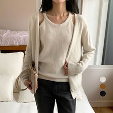 afinar 女款開襟衫 + 繞頸馬甲上衣套裝
