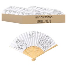 minhwashop 韓式民畫合竹扇DIY組 入門款, 牡丹, 20個
