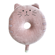 西格傢飾 喵喵甜甜圈美臀坐墊 超柔水晶絨記憶棉, 40 x 40 x 7cm, 粉紅喵, 1個