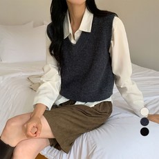 afinar 女士毛絨V領厚實針織背心