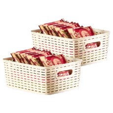 藤藝101 收納籃 置物盒 米白色, 25.5 x 19.8 x 10.3cm, 2個