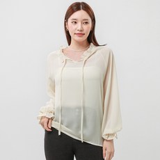 엘쏘 프릴 스트링 루즈핏 쉬폰 긴팔 블라우스