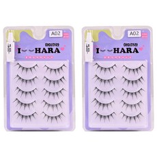 IHara Petit Up 假睫毛 10入 + 膠水組合 A02, 黑色, 2套