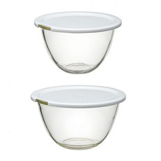 HARIO 好璃奧 附蓋調理缽2入組 MXPF-3506-W 500g, M+L, 1組