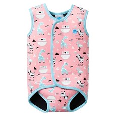 Splash About 包裹式保暖泳衣 - 粉紅動物園 柔軟保暖Neoprene潛水專用面料 一片式專利設計 黏扣帶