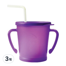 AGAFURA Magic系列雙耳防漏吸管杯, 紫色, 300ml, 3個