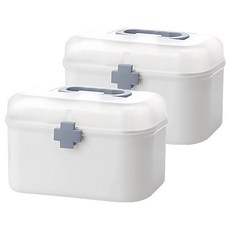 FAmILyLIFE 生活 家用多功能雙層收納盒 大型款 A-070, 2個, 簡約白