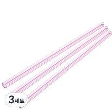 PUKO 耐熱玻璃吸管 粉紅色, 3入, 3套