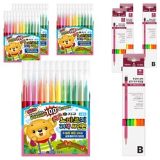 지구화학 노마르지 사인펜 24색 + 투코비 코마 삼각지우개연필 TC-208 B 12P, 혼합색상, 4세트