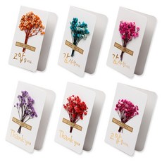 POPO FANCY 乾燥花造型卡片 6入, 謝謝（橙色、粉色）、謝謝（粉色、藍色）、謝謝（紫色、紅色）, 1套