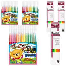 지구화학 노마르지 사인펜 24색 + 투코비 코마 삼각지우개연필 TC-208 B 12P, 혼합색상, 3세트