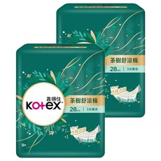 Kotex 靠得住 茶樹舒涼 夜用衛生棉 護翼型, 2包, 28cm, 9片