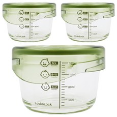 LocknLock 樂扣樂扣 副食品刻度密封罐, 215ml, 卡其綠色, 3個