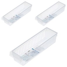 inomata 美收納盒 窄型 3件組 PP材質 日本製造, 1組, 透明色