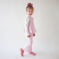 MARI N MORI 女童格紋假兩件喇叭褲套裝