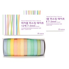 TUCO.B 馬卡龍紙膠帶 12色 7.5mm, 粉彩色, 2套