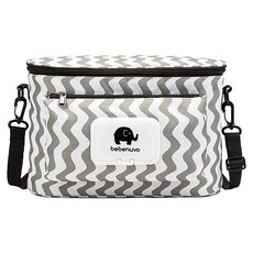 bebenuvo 韓國新款推車掛袋 三代 灰白波紋 帆布+防水層 19*13*32公分, 19 x 13 x 32 公分(cm), 1個