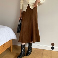 afinar 女 A 字型絨面革半帶裙