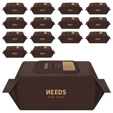 NEEDS 브라운 플러스 저자극 엠보싱 아기물티슈 캡형, 78g, 70매, 15개