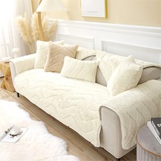 SISEUNDEUSI 簡約現代防滑冬季絨毛波浪紋沙發墊