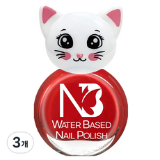엔비베베 냥냥이 유아 매니큐어, 01 비비드레드, 3개