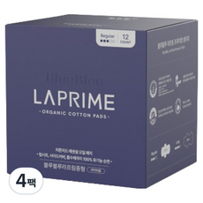 블루블루 프리미엄 생리대 라프림 날개형, 중형, 12개입, 4세트