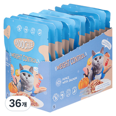 MOOCHIE 어덜트 고양이 체중건강 습식사료, 연어, 70g, 36개