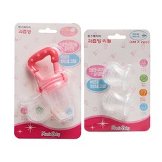 mom's baby 咬咬樂輔食器+替換補充包 第2階段(6個月以上) 2入組, 粉色, 1組