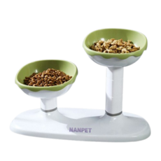 난펫 반려동물 높이조절 2구 식기, 그린, 1개