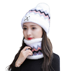 Kipopo 時尚滑雪板滑雪防寒帽 + 圍脖套組, 白色, 1套