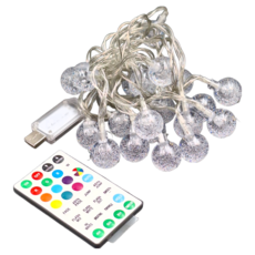 20LED 透明線燈 4公尺 USB燈串 多段模式, 銀色, 1組