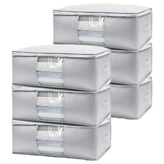 MEO 大容量衣物棉被收納袋, 灰色, 6個