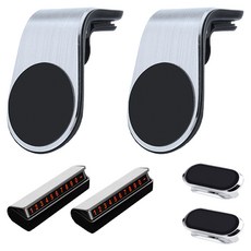 차량용 마그네틱 거치대 + 스탠드 + 안심 주차 번호판, 실버, 2개