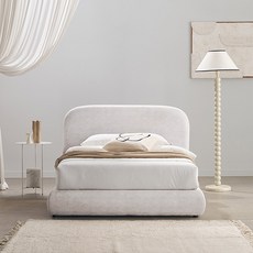 SAF New 머쉬룸 조야원단 패브릭 침대 프레임 단품 방문설치, 미색