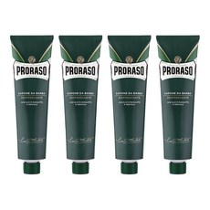 PRORASO 刮鬍膏 綠標 薄荷，150ml，含尤加利樹精油和薄荷醇, 4條