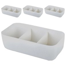 Life+ 多功能可堆疊分隔衣物 3格 4個, 白色, 1組