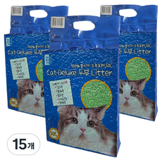 마마쇼 디럭스 가는입자 두부 고양이 모래, 10L, 15개, 녹차향