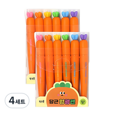 pinkfoot 5000紅蘿蔔纖細螢光筆 6種組, 粉色、橙色、黃色、綠色、藍色、紫色, 4套