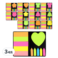 블루마토 수첩형 점착메모지 B세트 12p, 혼합 색상, 3세트