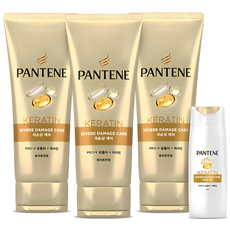 PANTENE 潘婷 角蛋白極損傷護理護髮素 220ml 3瓶 + 洗髮乳 90ml, 1組