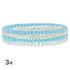 Hoomcell 瑜珈冥想彈力手鍊 天空藍 18cm, 3個