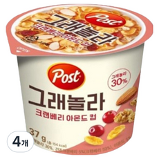 Post 蔓越莓杏仁杯裝麥片, 37g, 4個