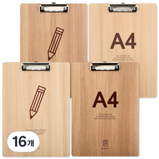 포포팬시 심플 우드 클립보드 A4 230 x 320 mm, 랜덤발송, 16개